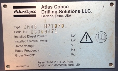 Perforadoras Atlas Copco DM45 HP #1 en optimas condiciones Ref.: 1411403045320390 No. 3